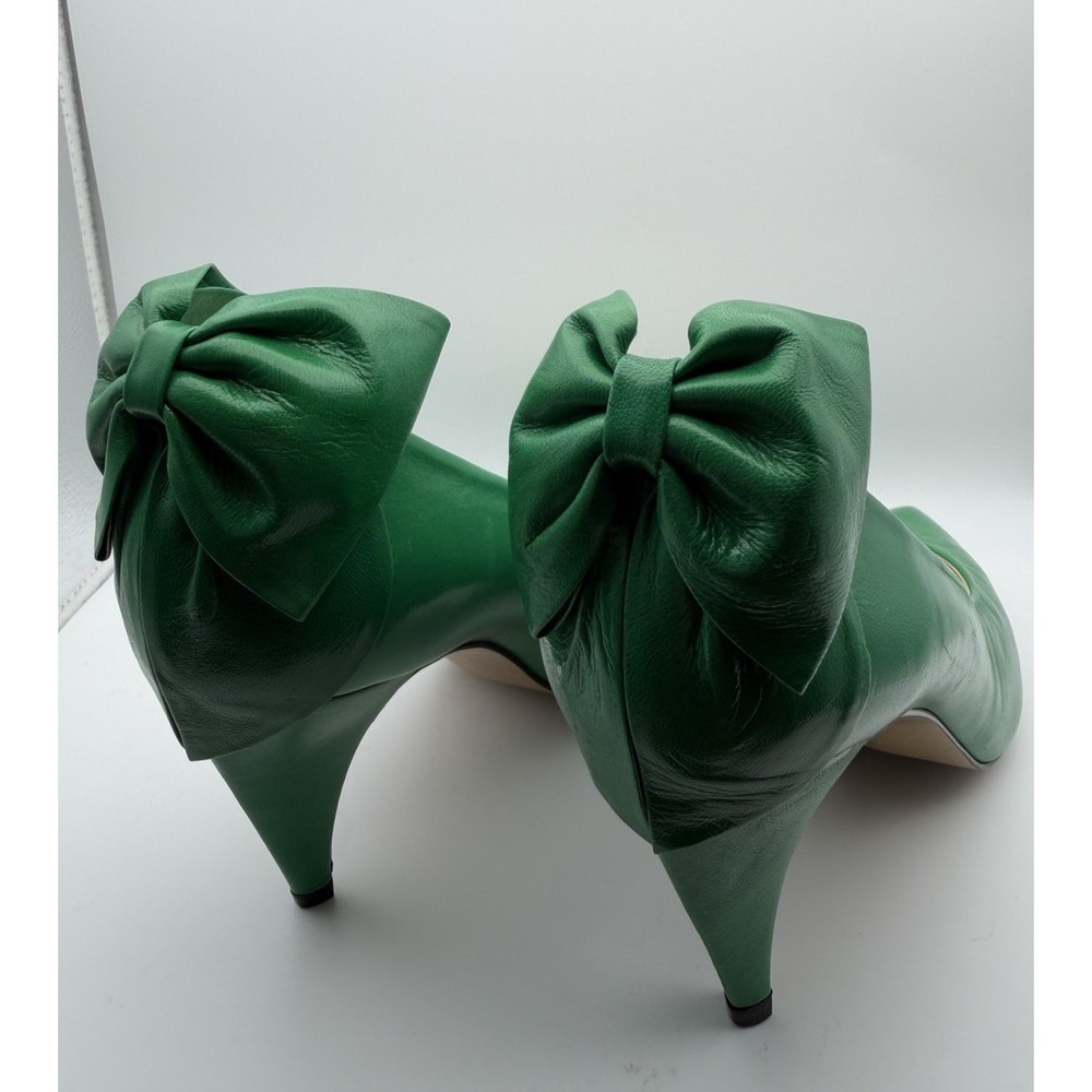 Vintage 80s Proxy Green Leather Pumps Heels Size 10 1/2 Made in Spain